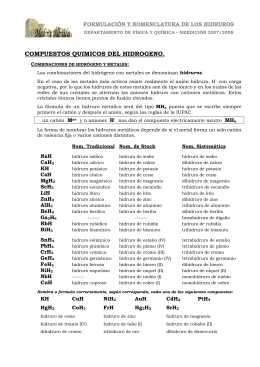 Formulación de los hidruros