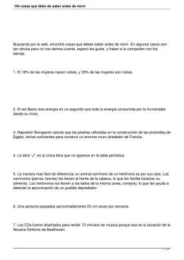 164 cosas que debo de saber antes de morir