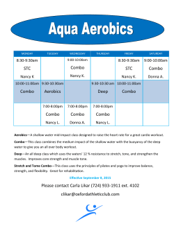 Aqua Aerobics Schedule