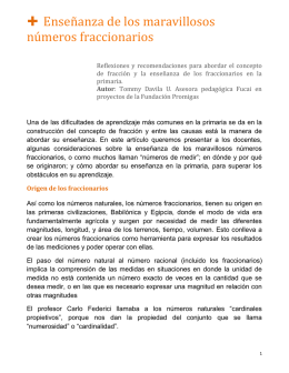 + Enseñanza de los maravillosos números fraccionarios