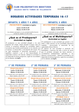 Actividades y horariosAquí encontrarás los horarios de todos