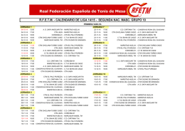 Calendario Segunda División Masculina Grupo 10