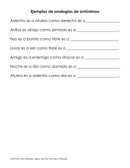 Ejemplos de analogías de antónimos