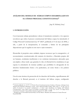 ANÁLISIS DEL MODELO DE HÁBEAS CORPUS DESARROLLADO