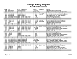 Awards and Accolades - Tamayo Family Vineyards