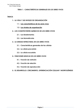 TEMA 1.- CARACTERÍSTICAS GENERALES DE LOS SERES