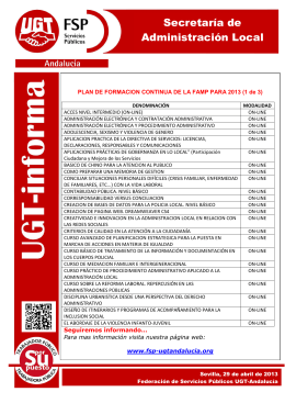 UGT-informa Plan de Formación Continua de la FAMP 2013