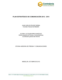 PLAN ESTRATÉGICO DE COMUNICACIÓN 2012 - 2015