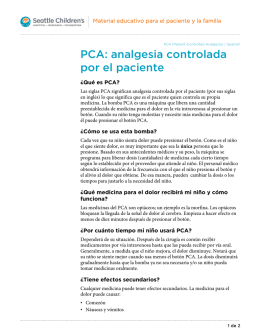 PCA: analgesia controlada por el paciente