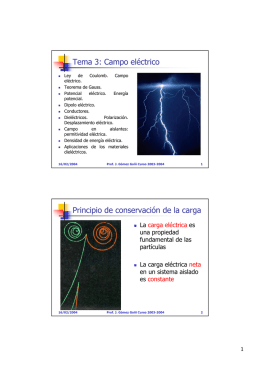 Tema 3: Campo eléctrico Principio de conservación de la carga
