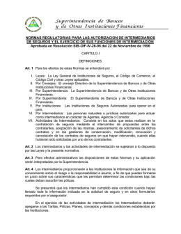 normas regulatorias para las autorizacion de intermediarios de