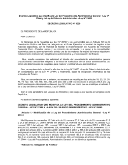 Decreto Legislativo que modifica la Ley del Procedimiento