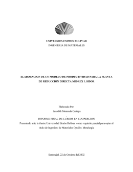 Elaboración de un modelo de productividad para la planta de