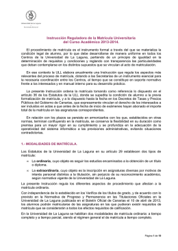 Instrucción Reguladora de la Matrícula Universitaria del