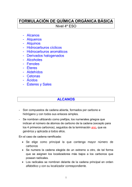 FORMULACIÓN DE QUÍMICA ORGÁNICA BÁSICA