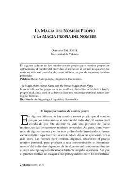 LA MAGIA DEL NOMBRE PROPIO Y LA MAGIA PROPIA DEL