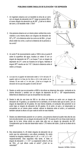 POBLEMAS SOBRE ÁNGULOS DE ELEVACIÓN Y DE DEPRESIÓN