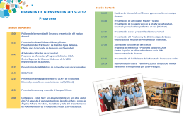 JORNADA DE BIENVENIDA 2016-2017 Programa