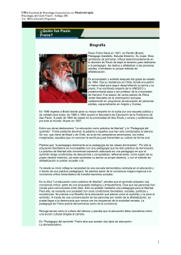 1 ¿Quién fue Paulo Freire? Biografía - Facultad de Psicología