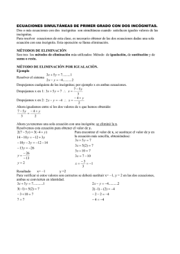 ecuaciones simultáneas de primer grado con dos incógnitas