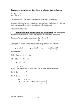 34 Ecuaciones simultáneas de primer grado con dos variables: X +