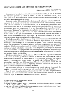 MEDITACION SOBRE LOS MÉTODOS DE SUBSUNCION (*) Miguel