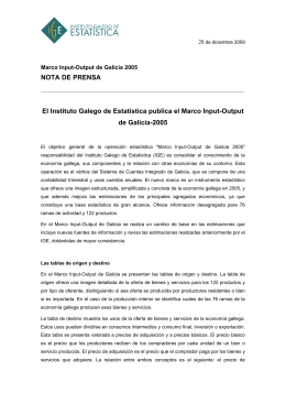 El Instituto Galego de Estatística publica el Marco Input-Output