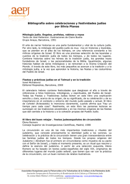 Bibliografía sobre celebraciones y festividades judías por Sílvia