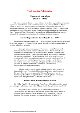 Testimonios Publicados: Algunos otros testigos (1930`s