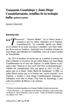 Tonantzin Guadalupe y Juan Diego Cuauhtlatoatzin, semillas de la