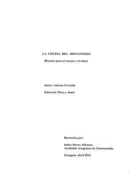 LA COCINA DEL MONASTERIO (Recetas para el cuerpo y el alma)