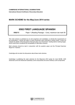 0502 first language spanish - Cambridge International Examinations