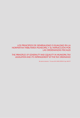 LOS PRINCIPIOS DE GENERALIDAD E IGUALDAD EN LA