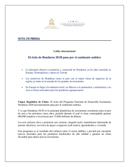 NOTA DE PRENSA El éxito de Honduras 20/20 pasa por el