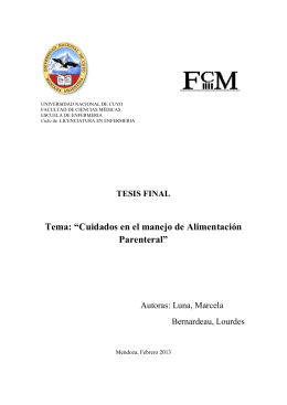 Tema: “Cuidados en el manejo de Alimentación Parenteral”