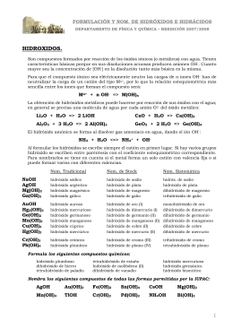 Formulación de hidróxidos e hidrácidos