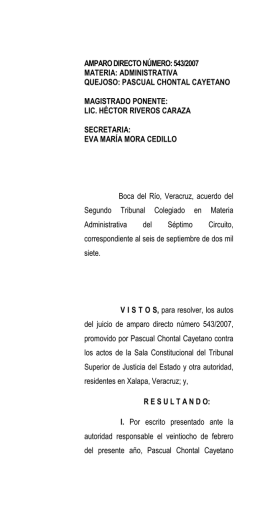 JUICIO DE AMPARO DIRECTO 543-2007