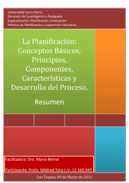 La Planificación: Conceptos Básicos, Principios, Componentes