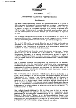 ACUERDO No. Ii LA MINISTRA DE TRANSPORTE Y OBRAS