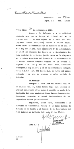 Resolución Nro. 8`16 /15 Expte. SG Nro. 136/94