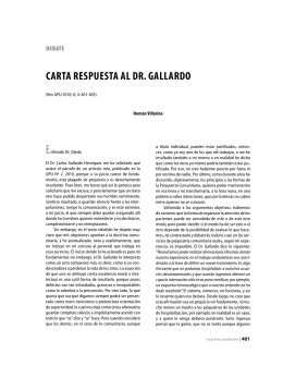 Carta respuesta al Dr. GallarDo - Gaceta de Psiquiatría Universitaria