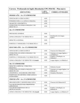 Profesorado de Inglés (Resolución CPE 2924/10) – Plan nuevo
