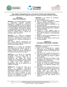 Reglamento Organizativo de la Oficina de Contraloría Universitaria