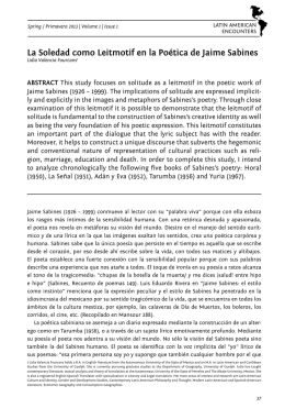 La Soledad como Leitmotif en la Poética de Jaime Sabines
