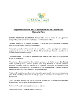 Reglamento interno para la administración del Camposanto