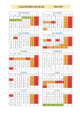 CALENDARIO ESCOLAR 2015-16 COLEGIO CARDENAL XAVIERRE