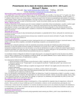 Presentación de la clase de música elemental 2014 – 2015 para