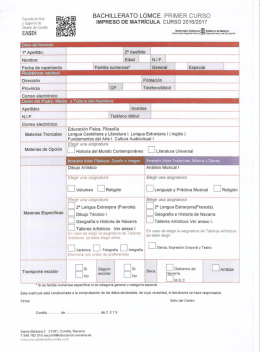 Matricula Bachillerato 2016-2017 - Escuela de Arte y Superior de