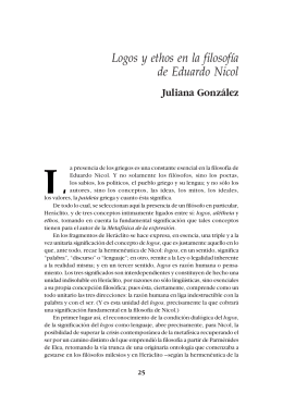 Logos y ethos en la filosofía de Eduardo Nicol