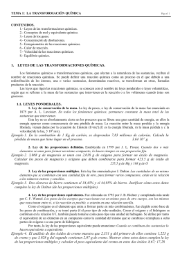 1. LEYES DE LAS TRANSFORMACIONES QUÍMICAS. 1.1. LEYES